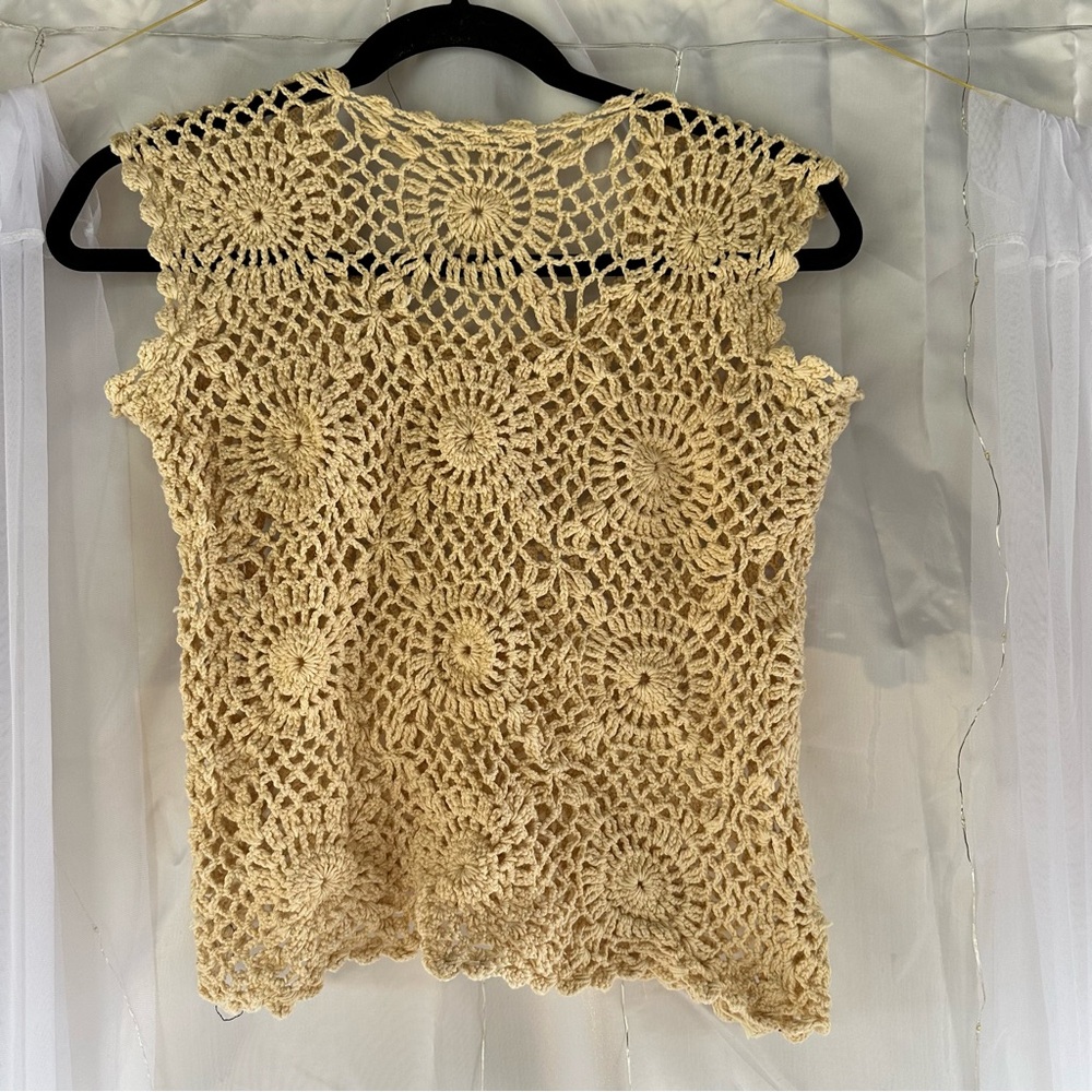Handmade Crochet Lace Top - Cream
